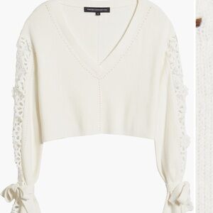 French Connection Women's Ivory V-Neck Sweater